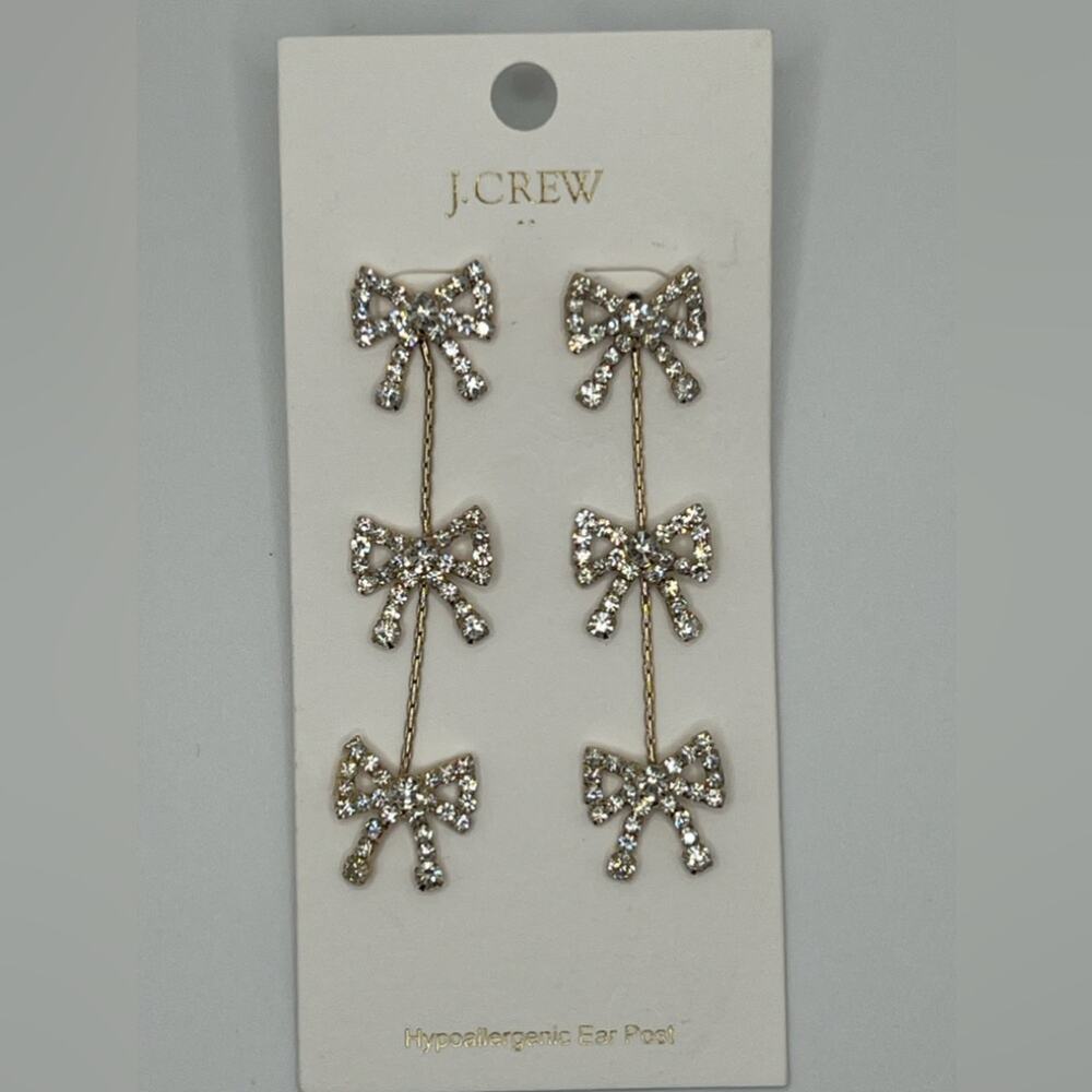 J.Crew Long crystal bow statement earrings - Picture 3 of 4